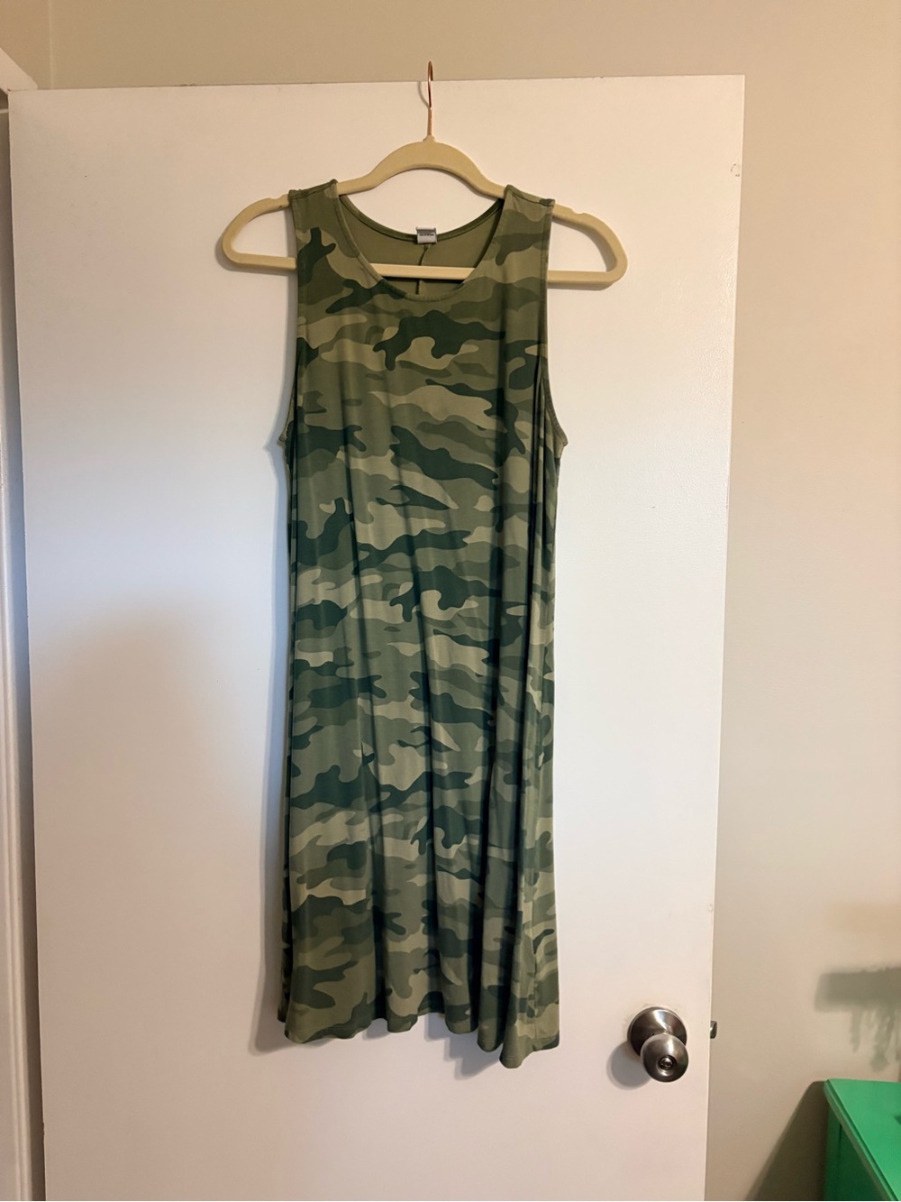 Old Navy Olive Camo Sleeveless Swing Dress